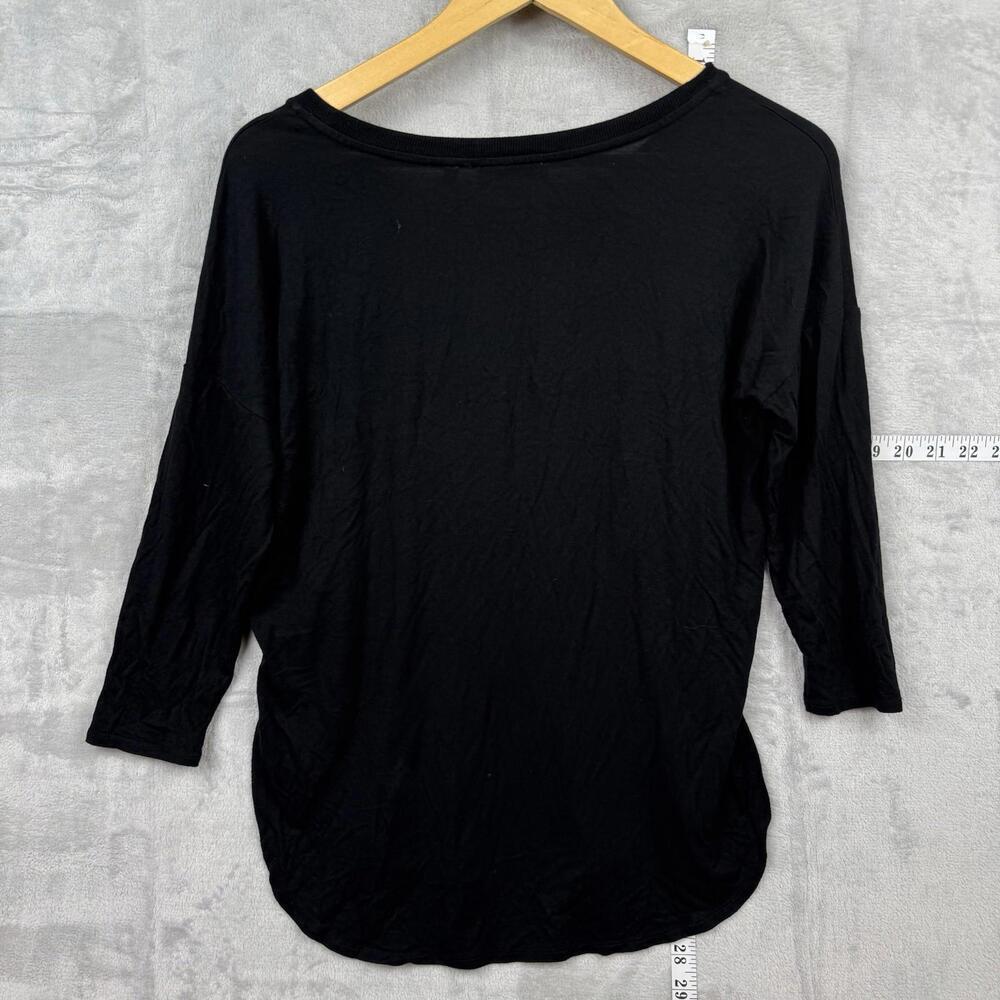 Aritzia Babaton Black 3/4 Sleeve Relaxed Fit Top Size XS Minimalist Essential - Picture 2 of 9